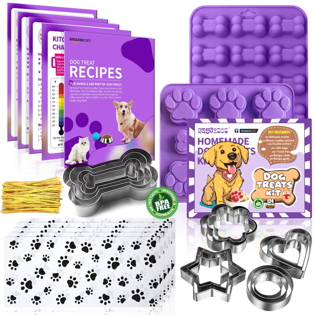 RUGVOMWM silicone dog treat molds in a 2-pack for easy, customizable treats.