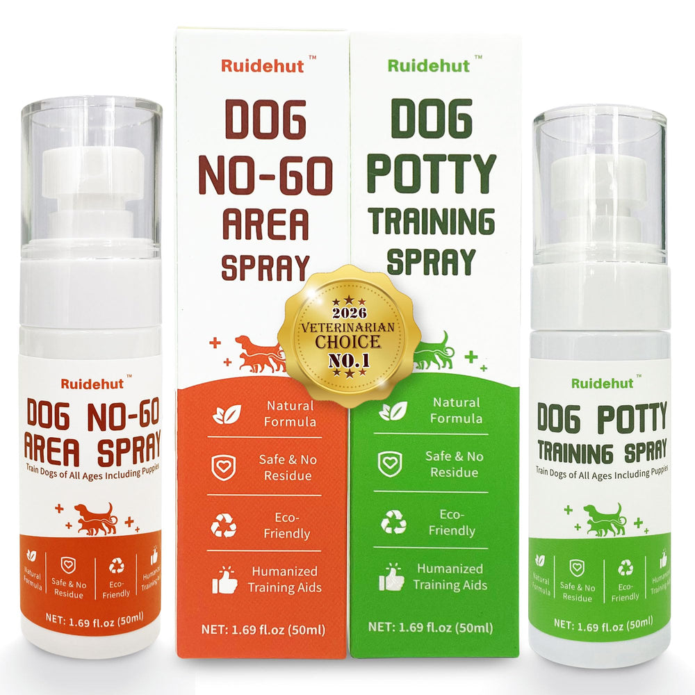 Ruidehut Dog Potty Spray area application helps guide urination in designated spots.