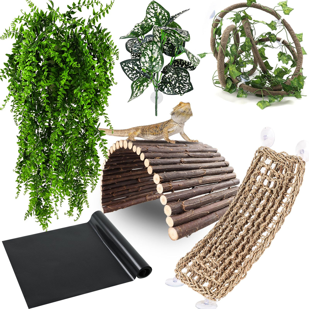 RUNANIA bearded dragon hammock offers a cozy resting nook in the terrarium.
