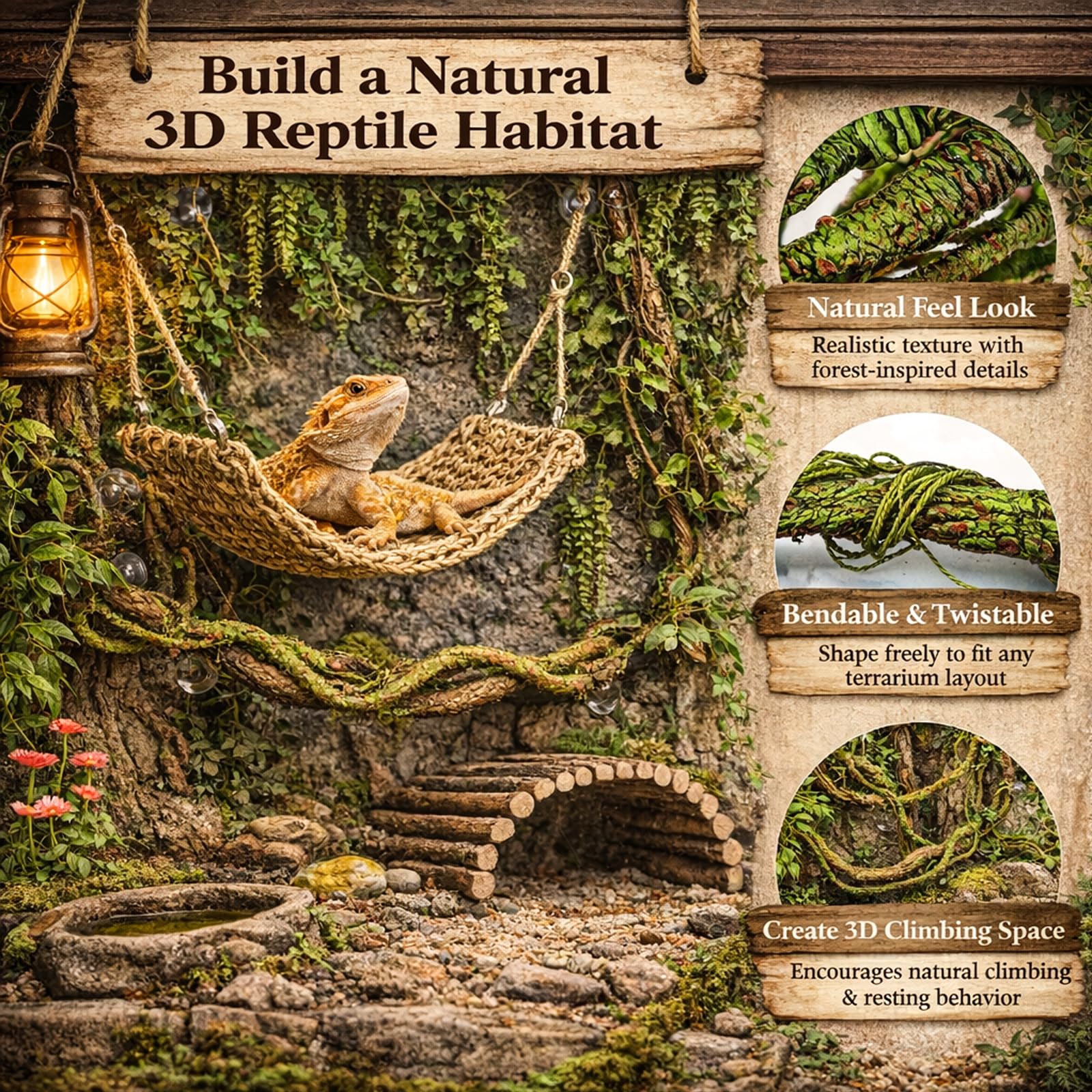 RUNANIA hanging plant adds natural decor to terrarium