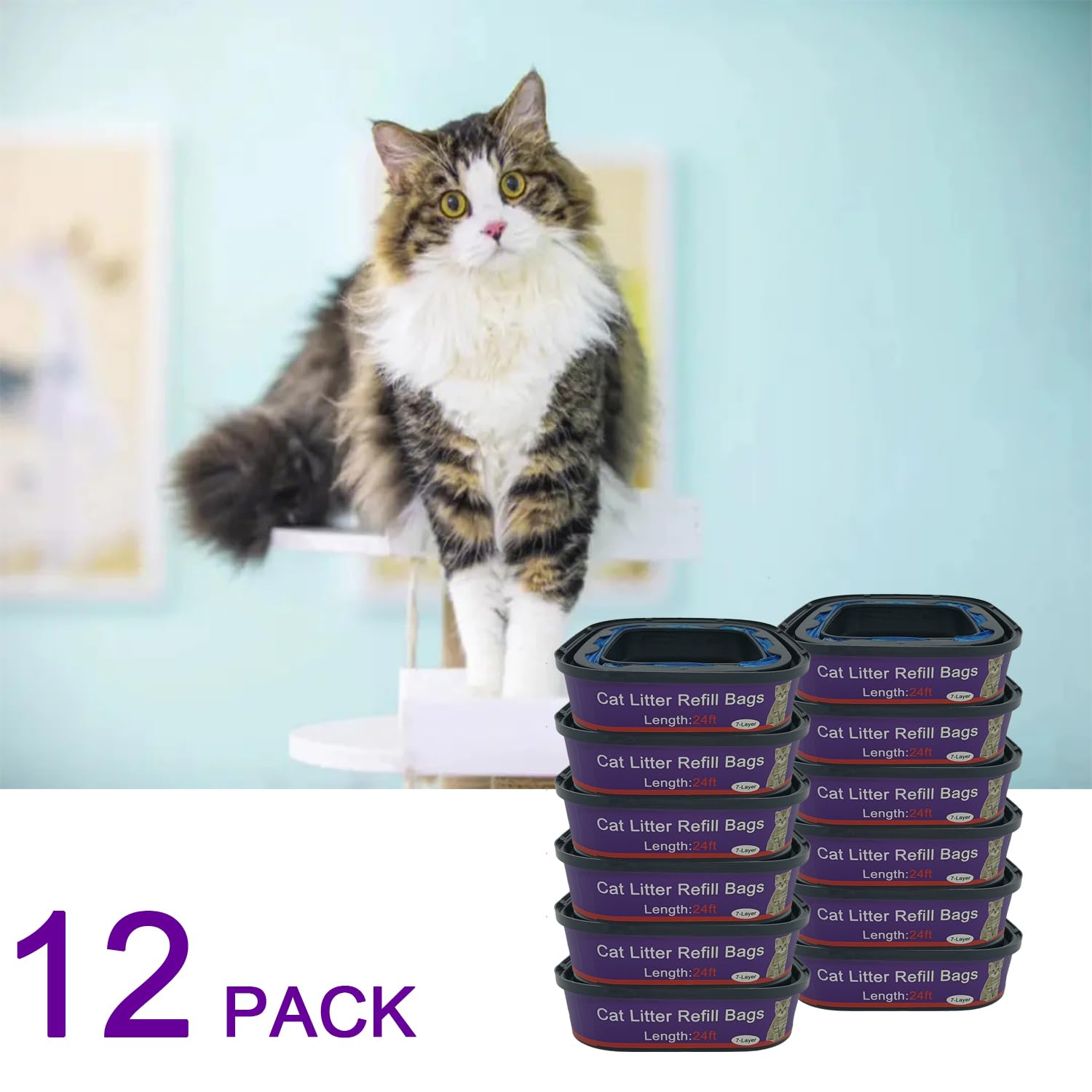 RUNDE 12-pack included cartridges for ongoing litter care.