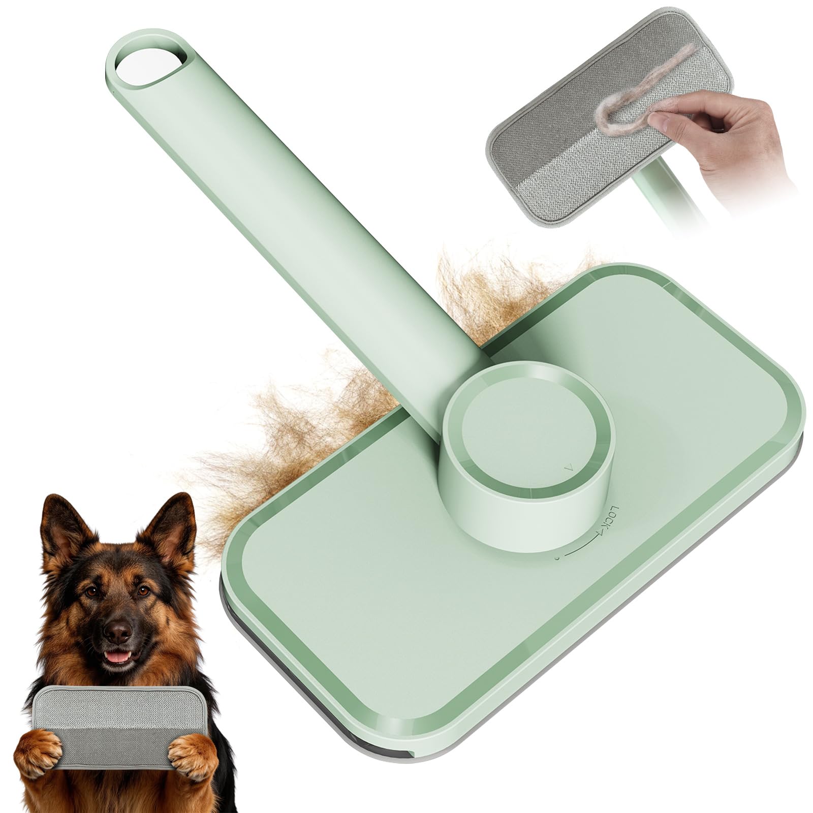 Rundik pet hair remover on clothes demonstrates quick lint lift and reusable design.