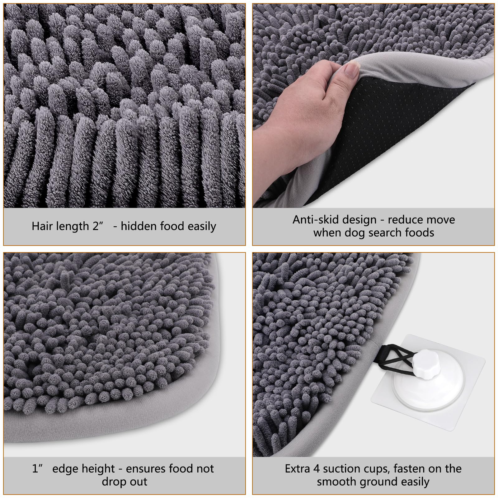 Rundik Snuffle Mat with four suction cups keeps the mat secure during play