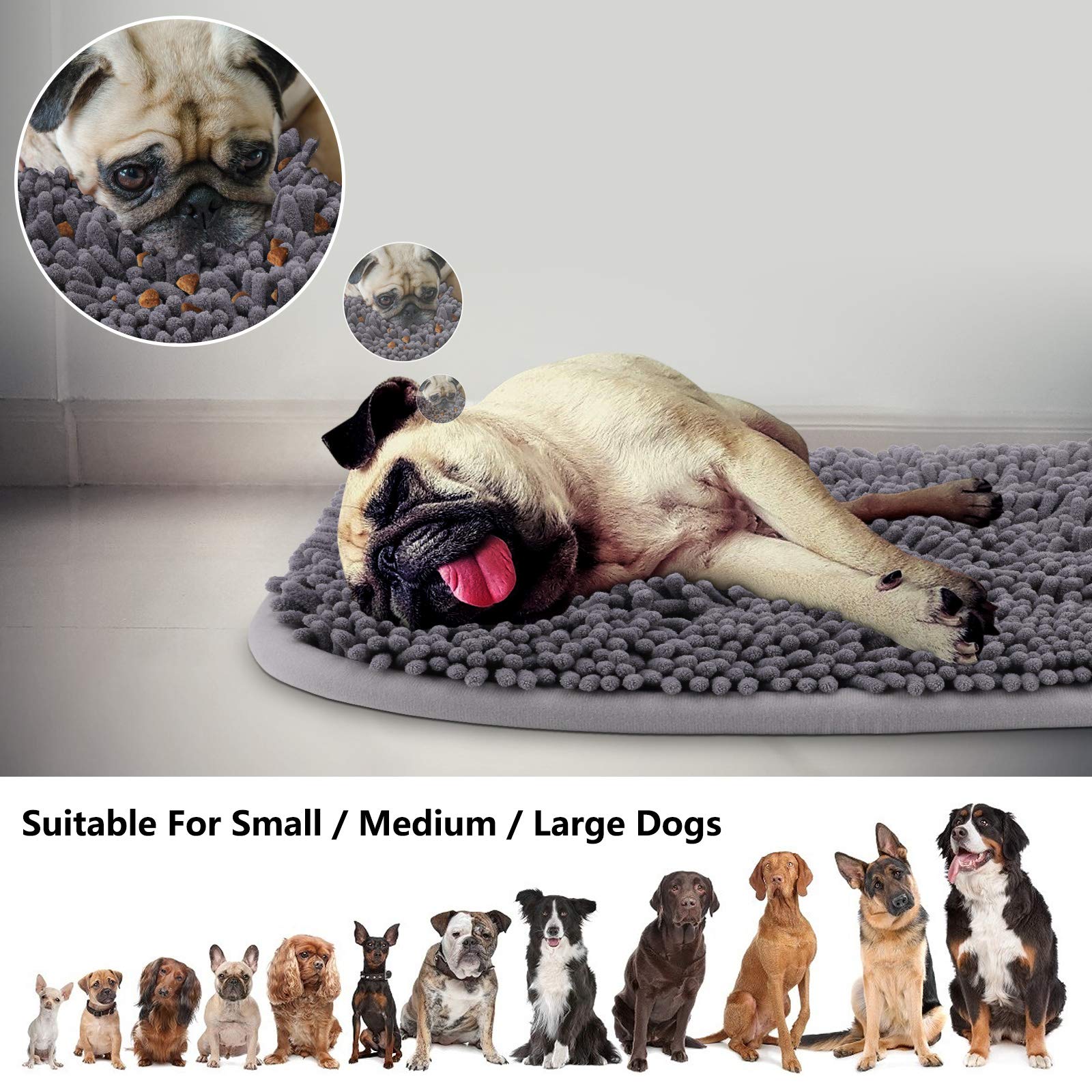 Closeup of Rundik Snuffle Mat puzzle toy highlighting hidden snacks