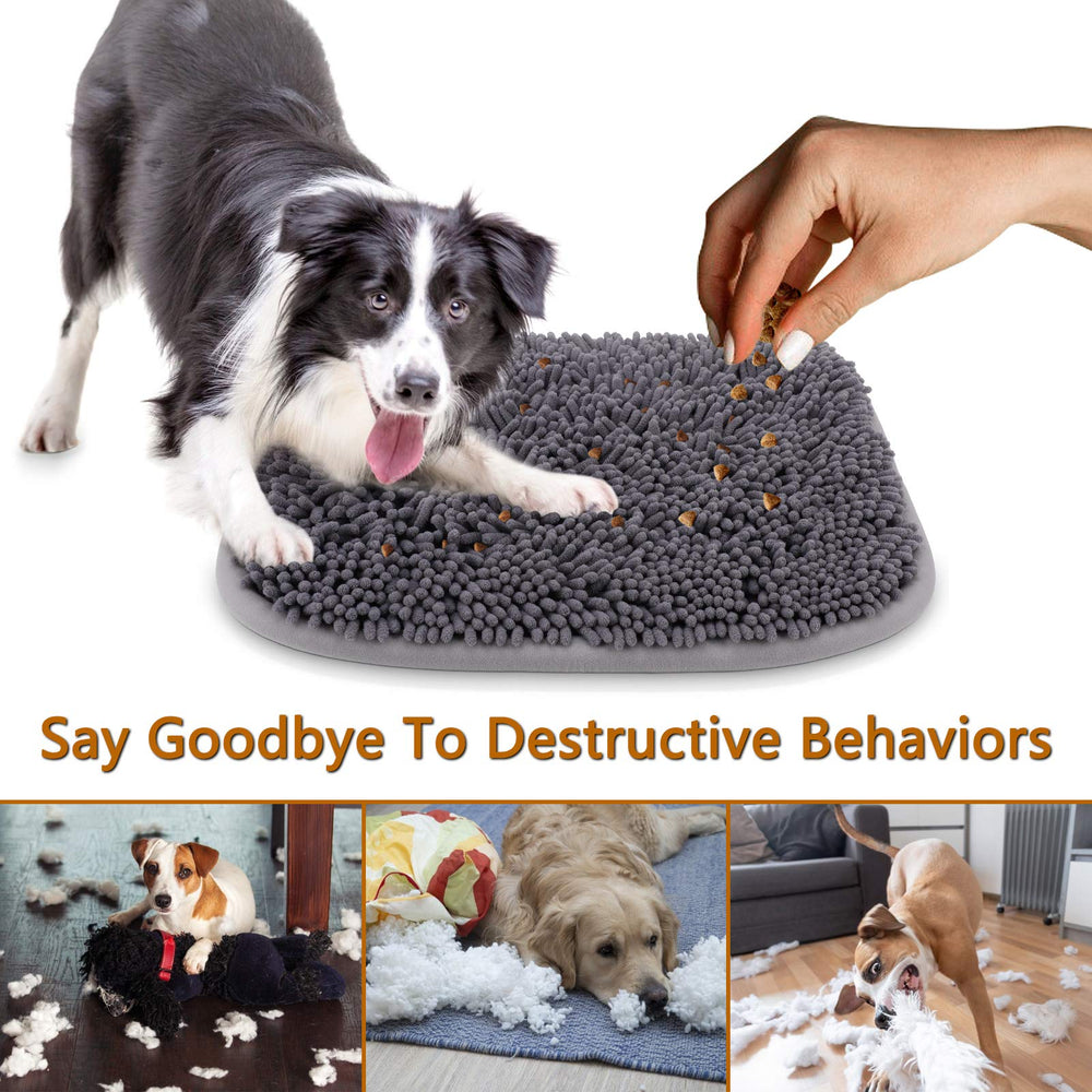 Rundik Snuffle Mat thicker hair hides more treats effectively