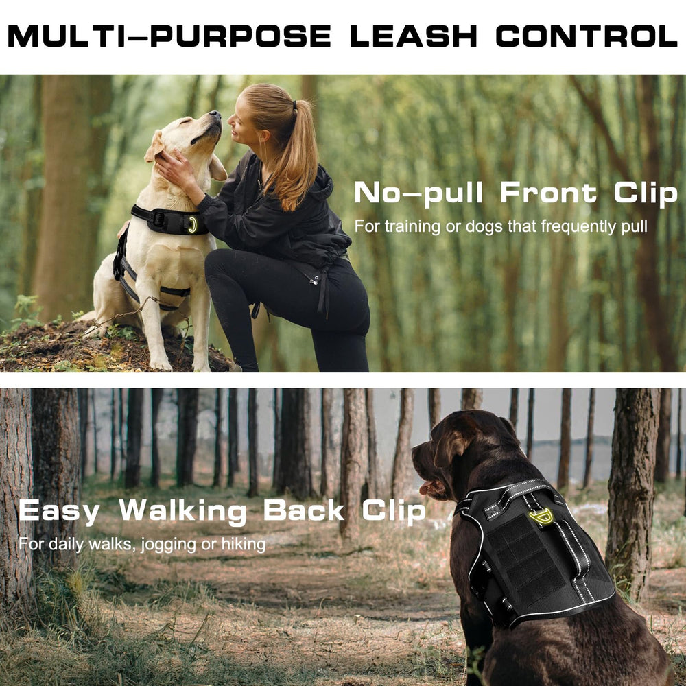 RunFido harness close-up features Molle system for modular accessories.