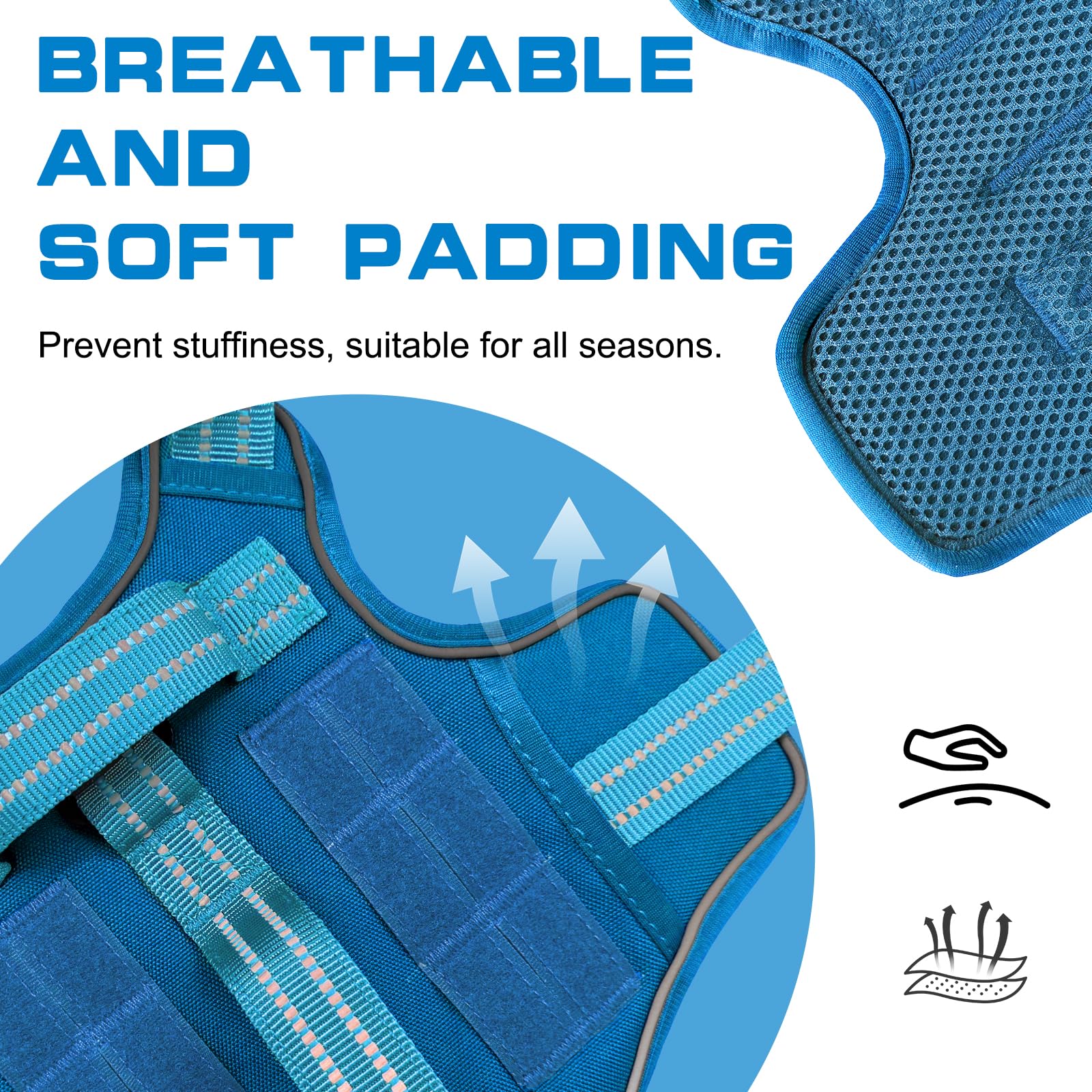 RunFido harness adjustable neck and chest straps ensure snug fit.