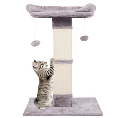Runske 34-inch tall cat scratching post bed with plush perch for vertical fun and cozy naps.