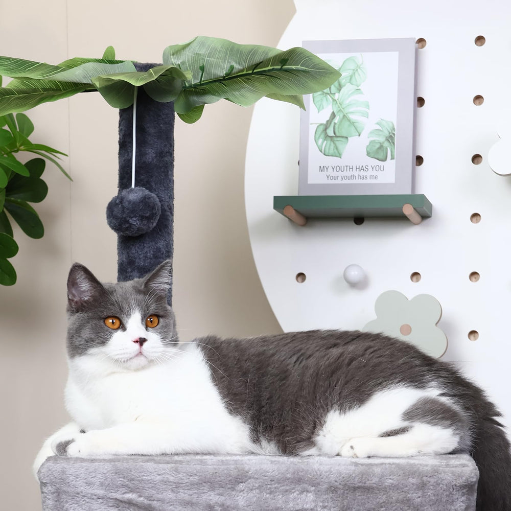 Runske 41-inch cat tree anti-slip base enhances stability during play.