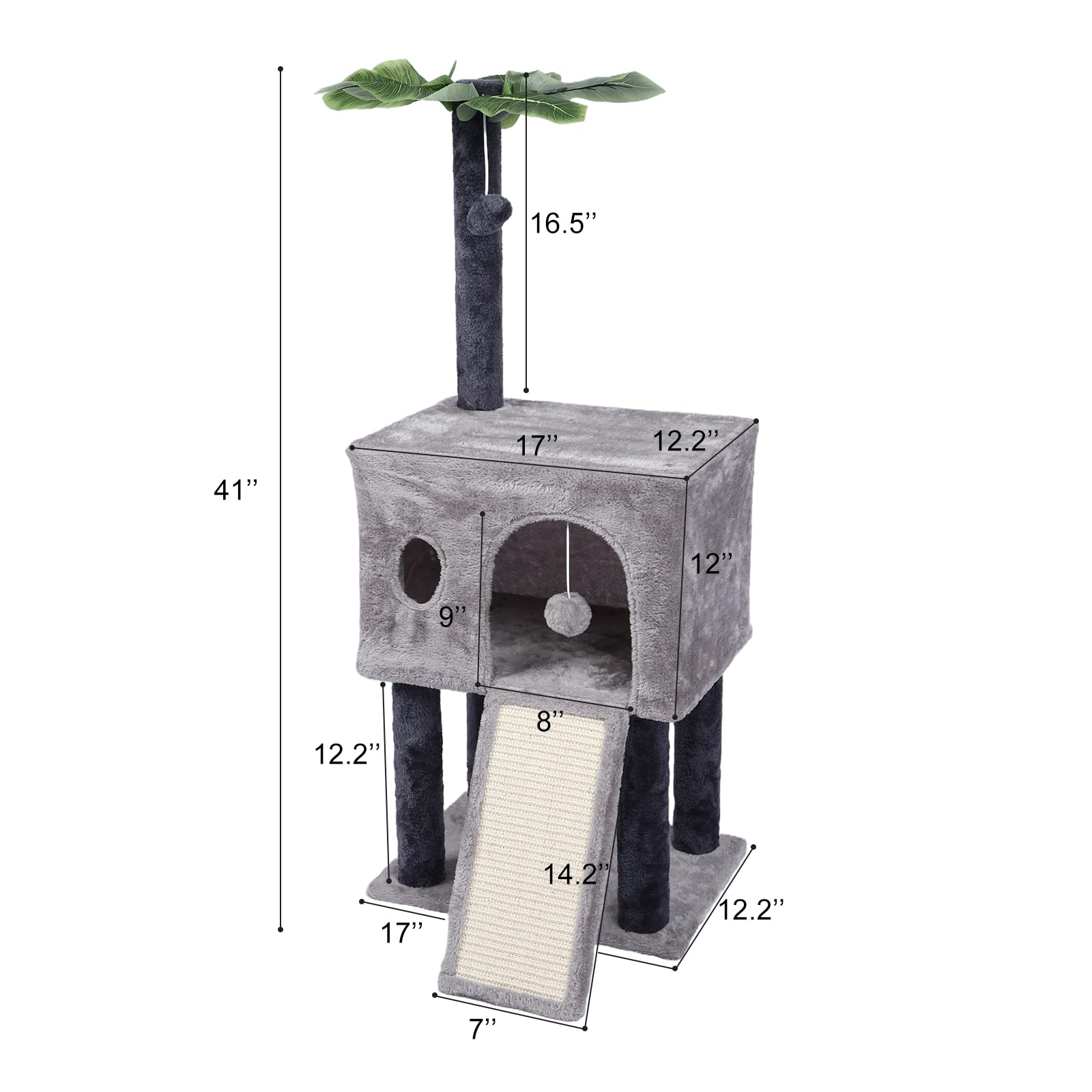 Runske 41-inch cat tree cozy hideaway for restful naps and safe retreat.