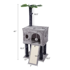 Runske 41-inch cat tree cozy hideaway for restful naps and safe retreat.