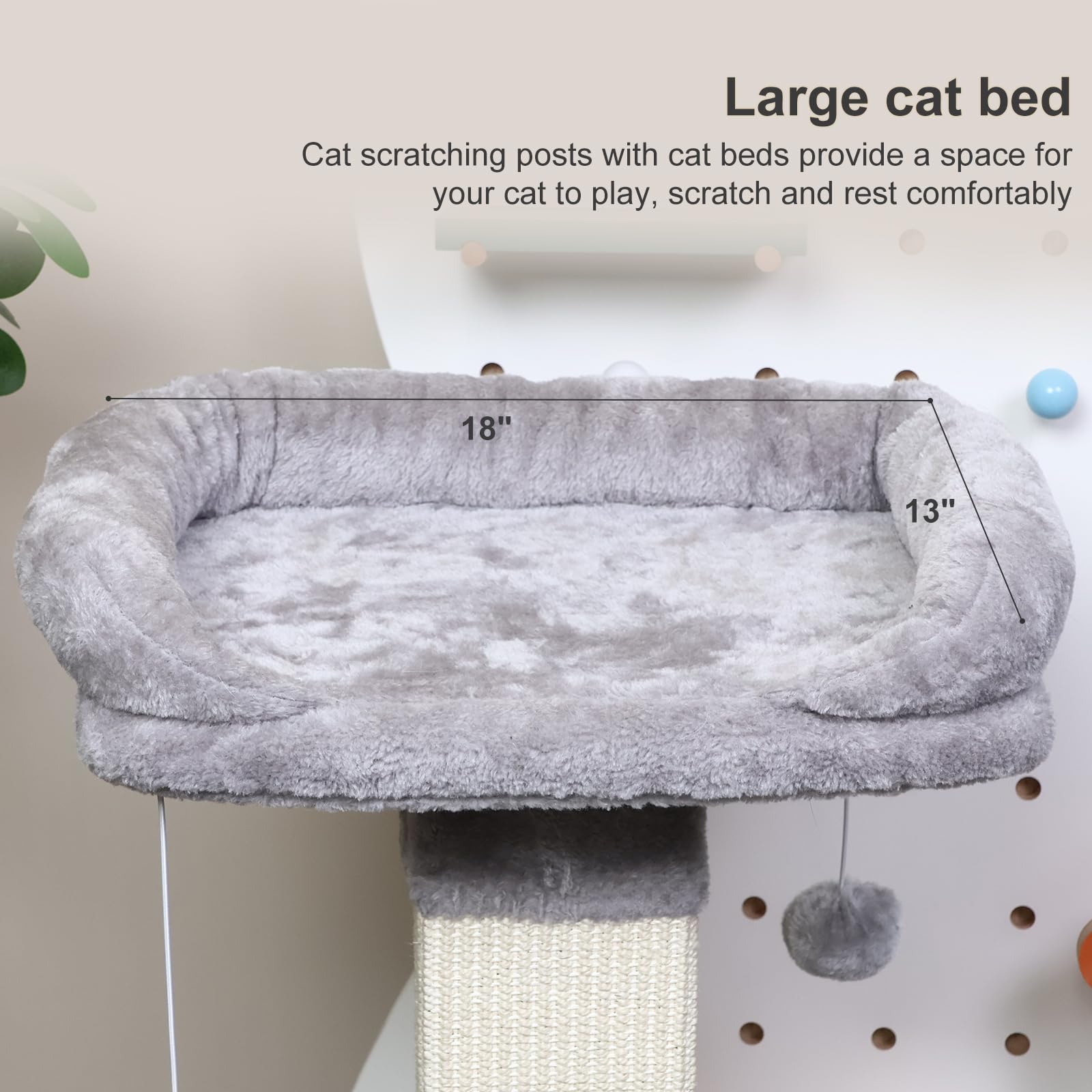 Runske indoor cat tree combines plush fabrics with practical space-saving design.