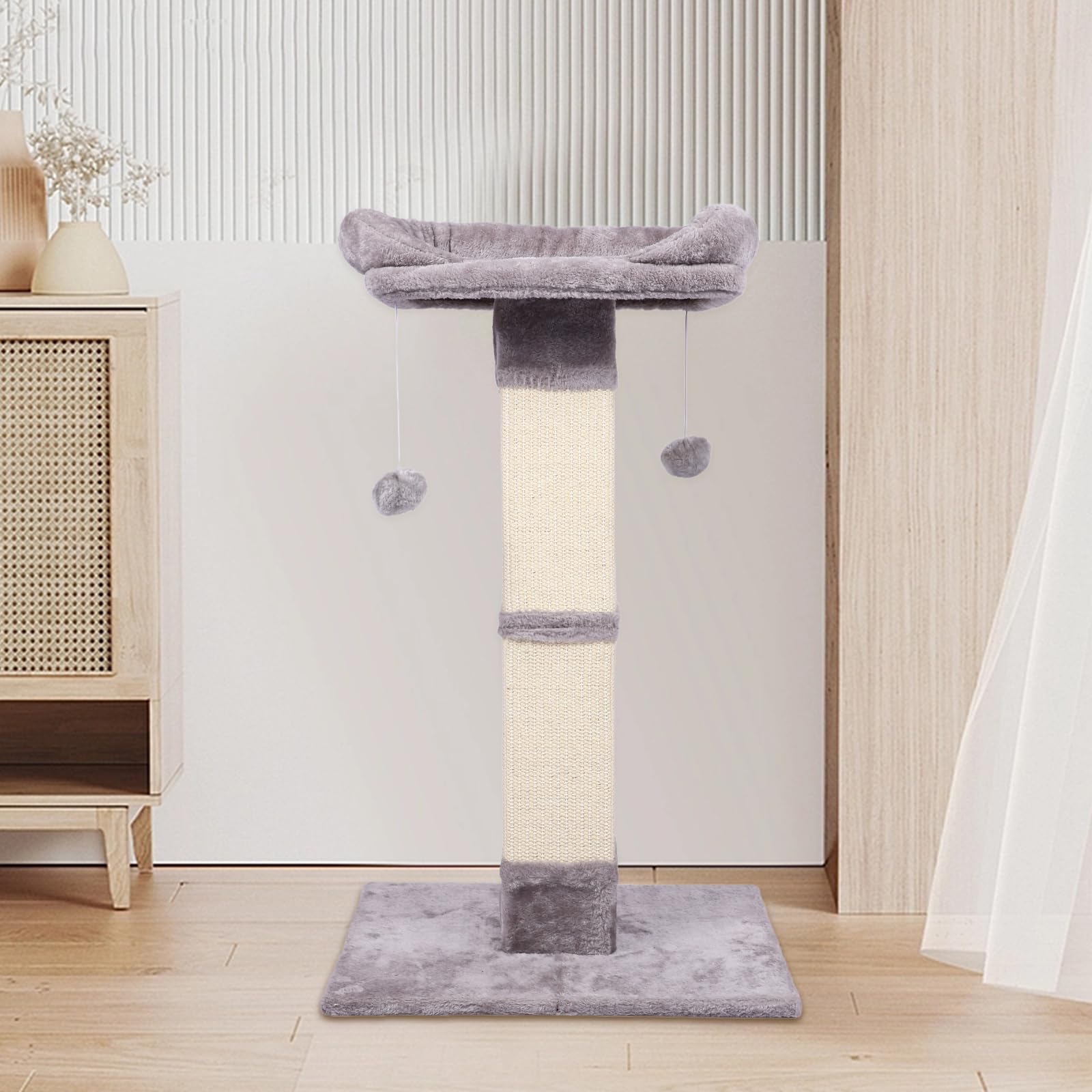 Runske 34-inch cat furniture saves floor space while entertaining indoor cats.