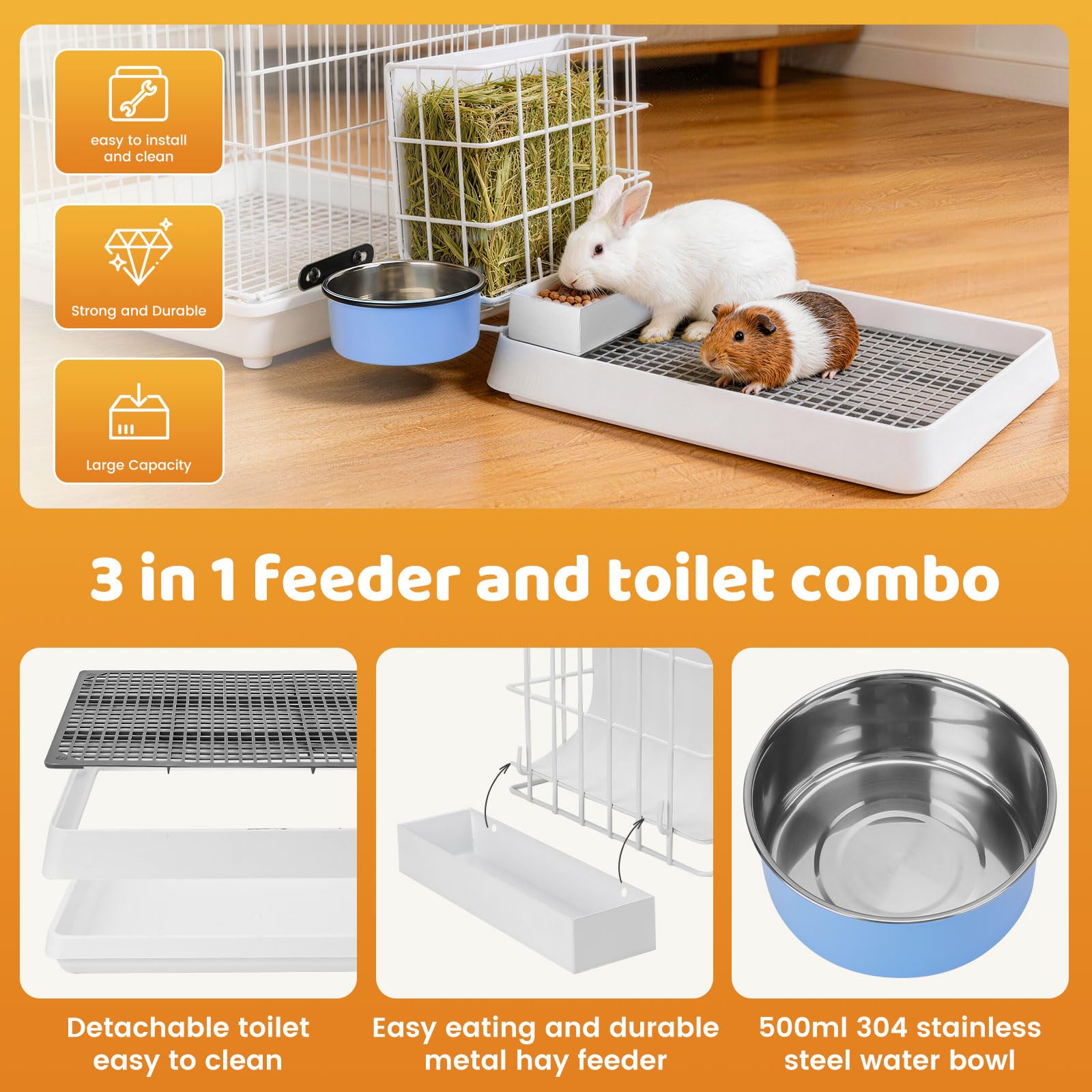 Runtai Haapstord rabbit litter box keeping the cage organized