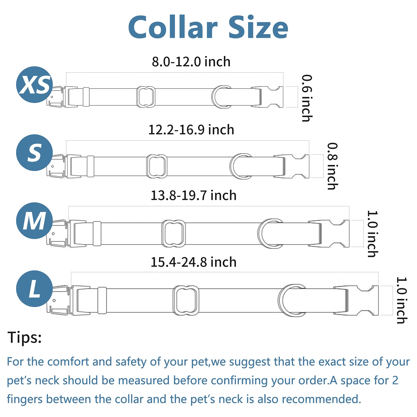 Runwing adjustable collar in S/M/L for puppies to large dogs