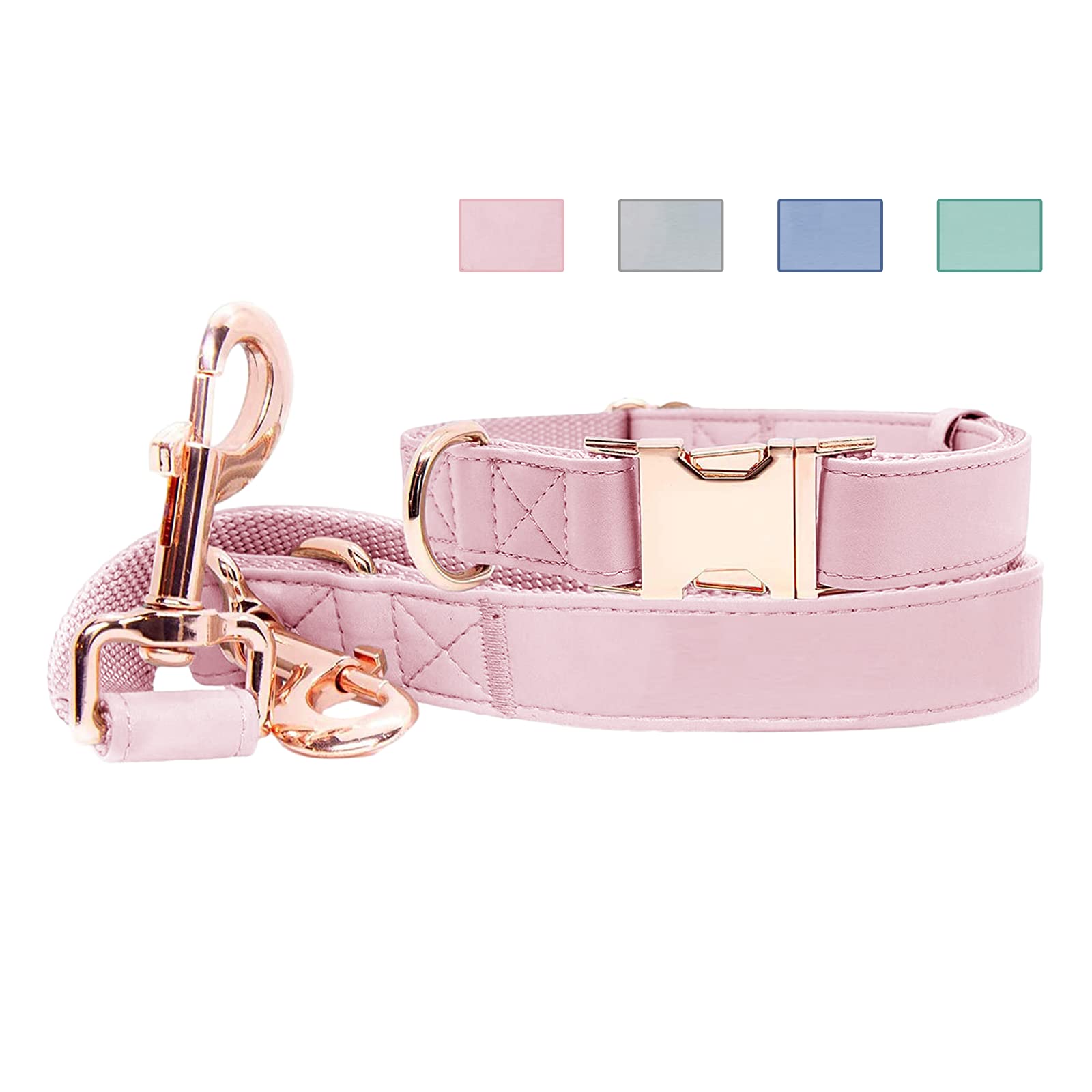 Runwing soft-leather pink dog collar for comfortable daily wear