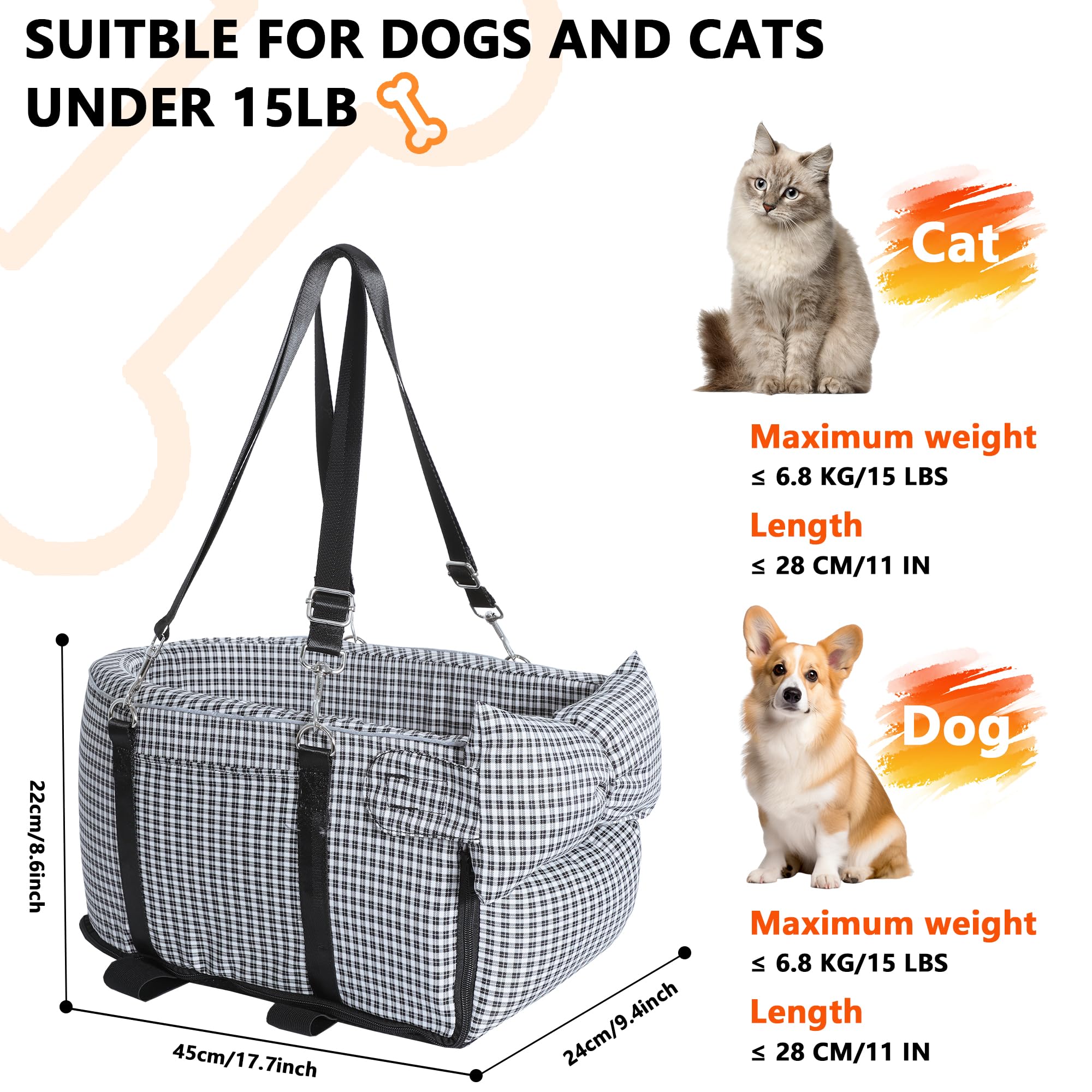 RUONARIER dog seat with side straps keeps the bed secure during car rides.