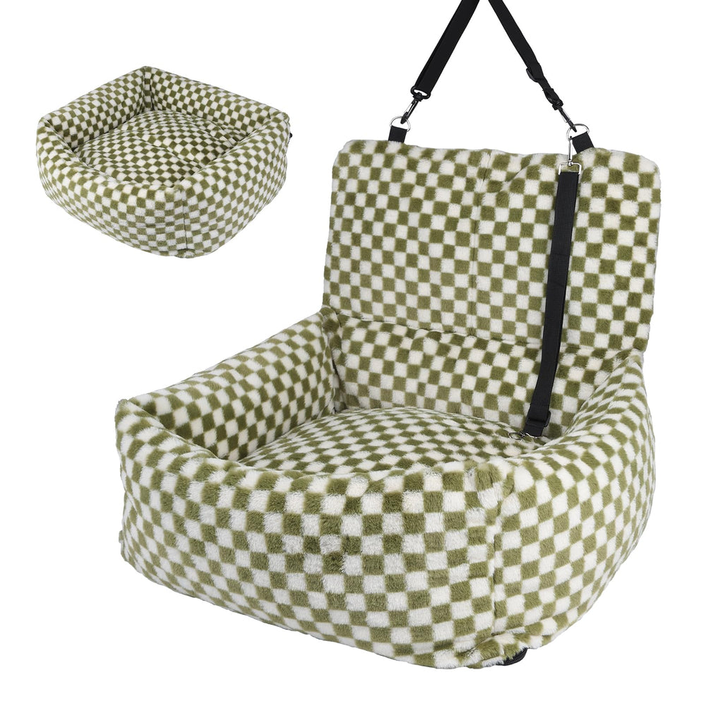 RUONARIER grid green dog car seat supports up to 30 pounds