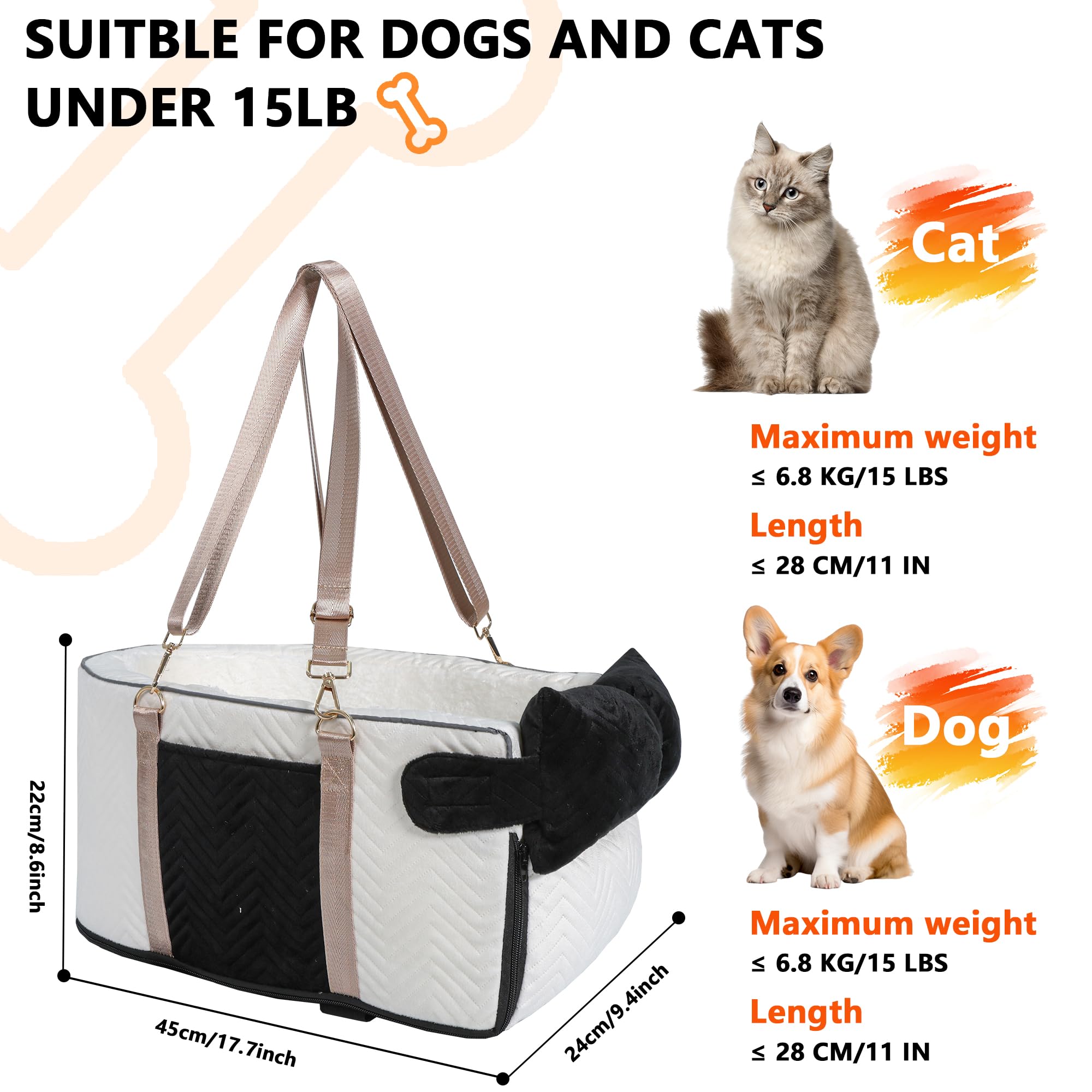 RUONARIER dog car seat with adjustable belt for secure travel