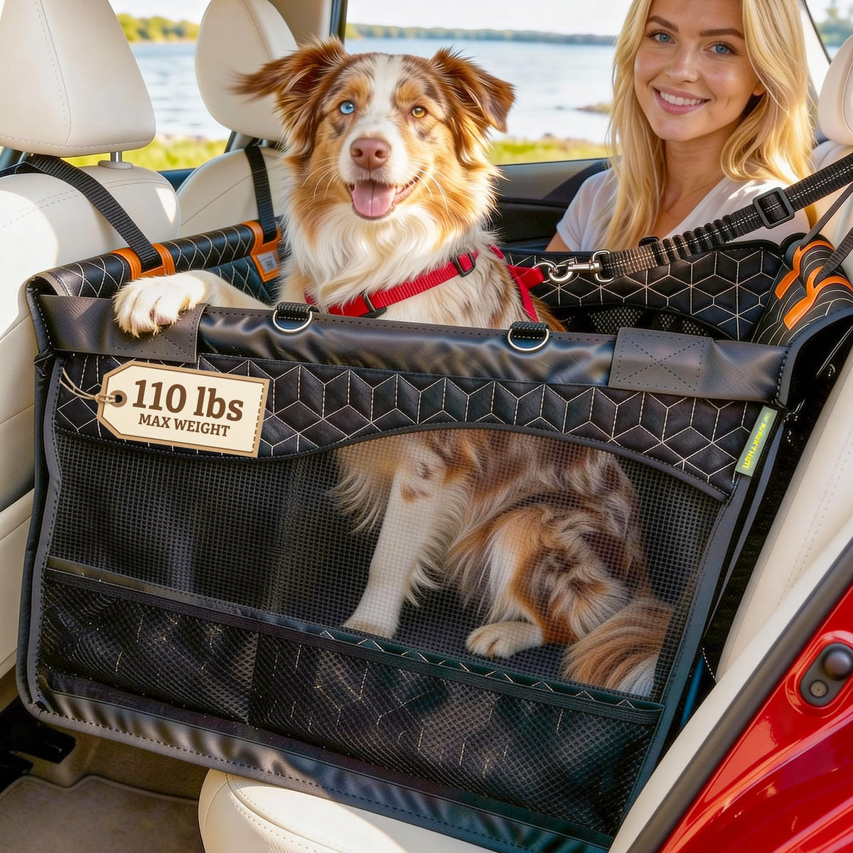 RUROKTHAM dog seat with hard bottom stabilizes large breeds on car trips