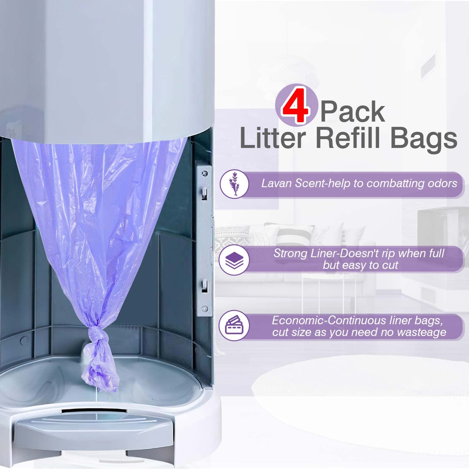 RUZAKO lavender-scented bags reduce odors during litter changes
