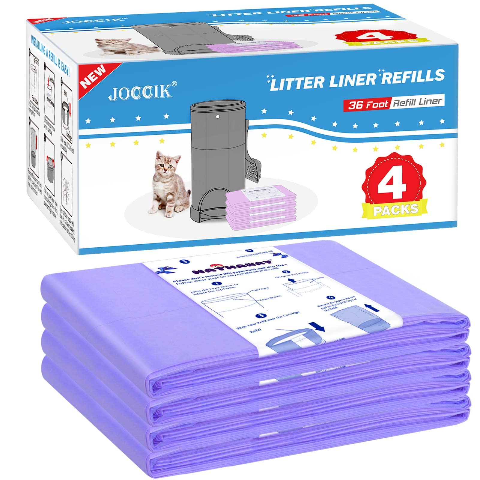 RUZAKO litter refill bags: 36 ft liner roll for durability