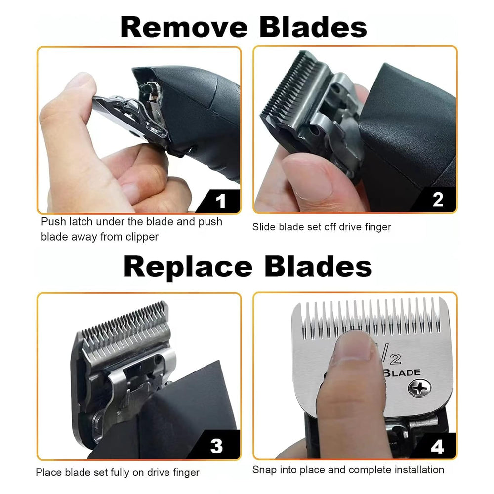 Ruzros blade set offers quieter operation during longer grooming sessions.