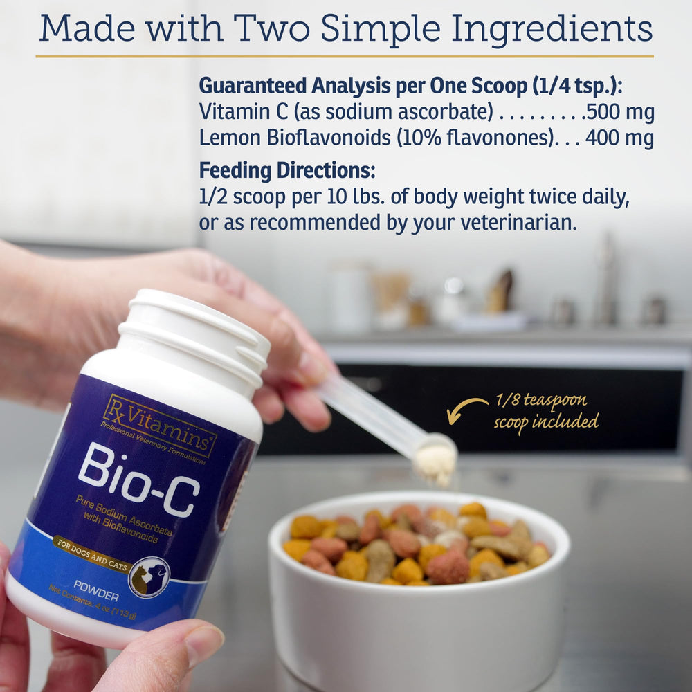 Rx Vitamins Bio-C immune support powder ready to mix into meals.