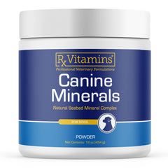 Rx Vitamins Canine Minerals bottle front showing mineral blend for bone and joint support