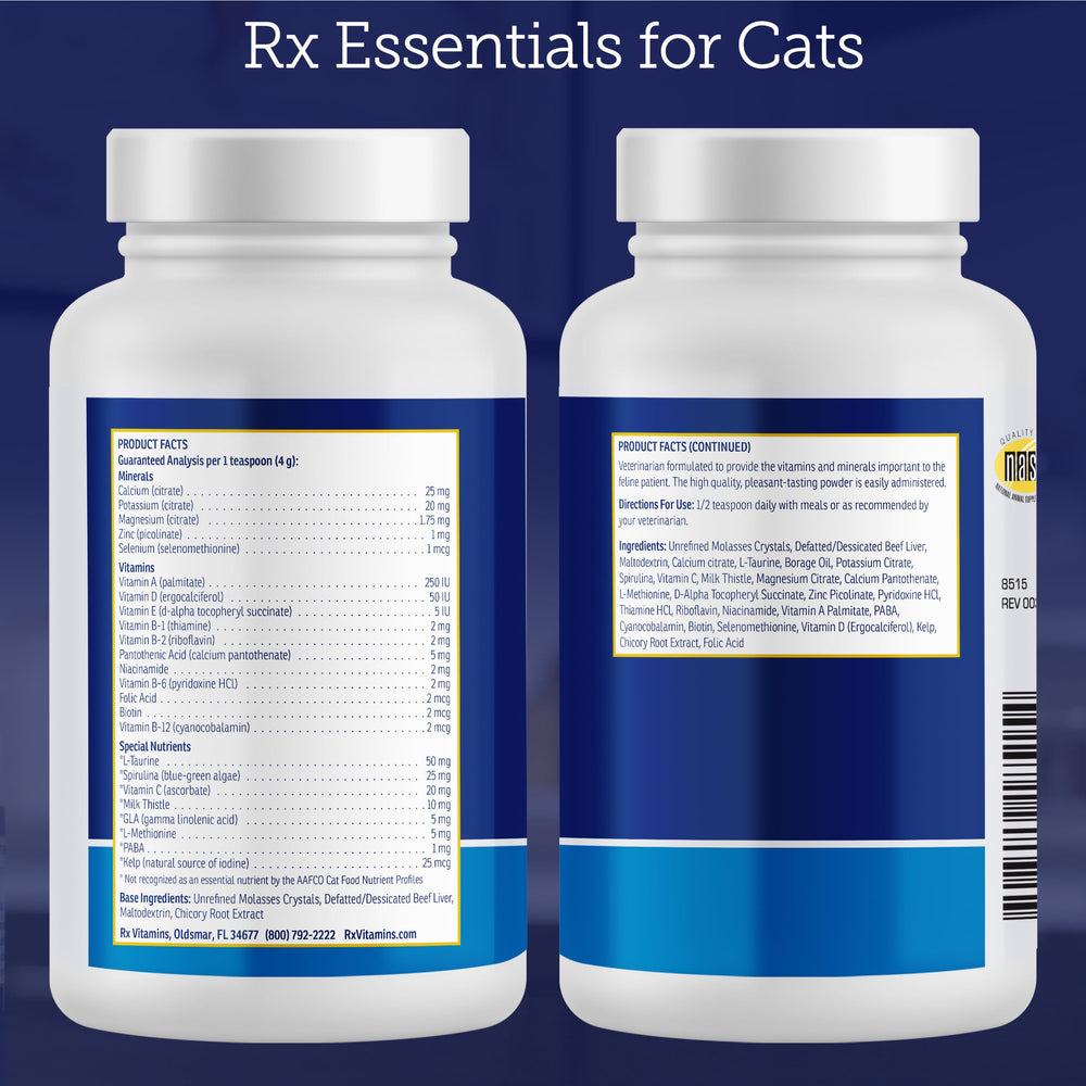 Rx Vitamins Essentials for Cats measuring cup facilitates simple dosing
