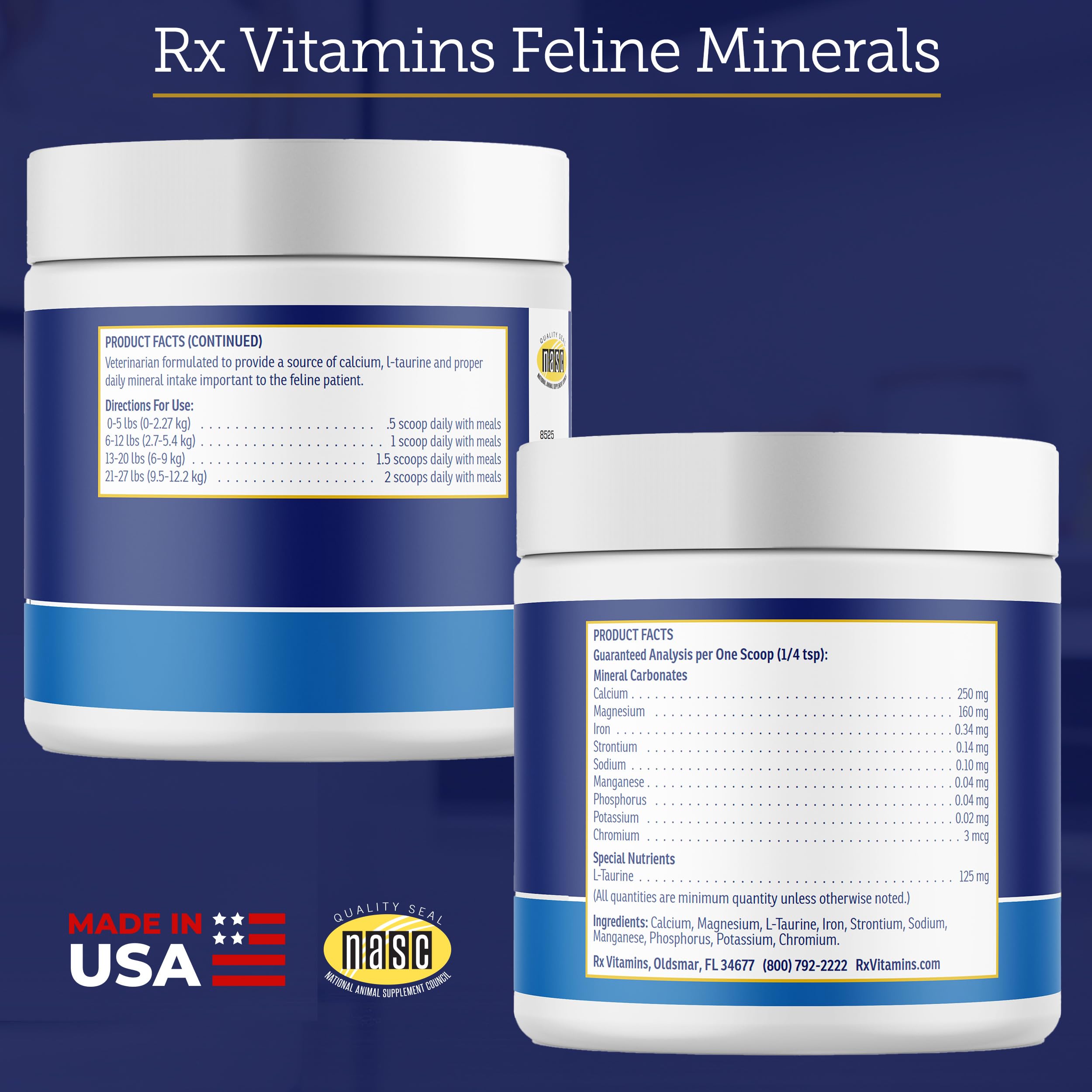 Rx Vitamins Feline Minerals easy sprinkle on cat food as a daily booster