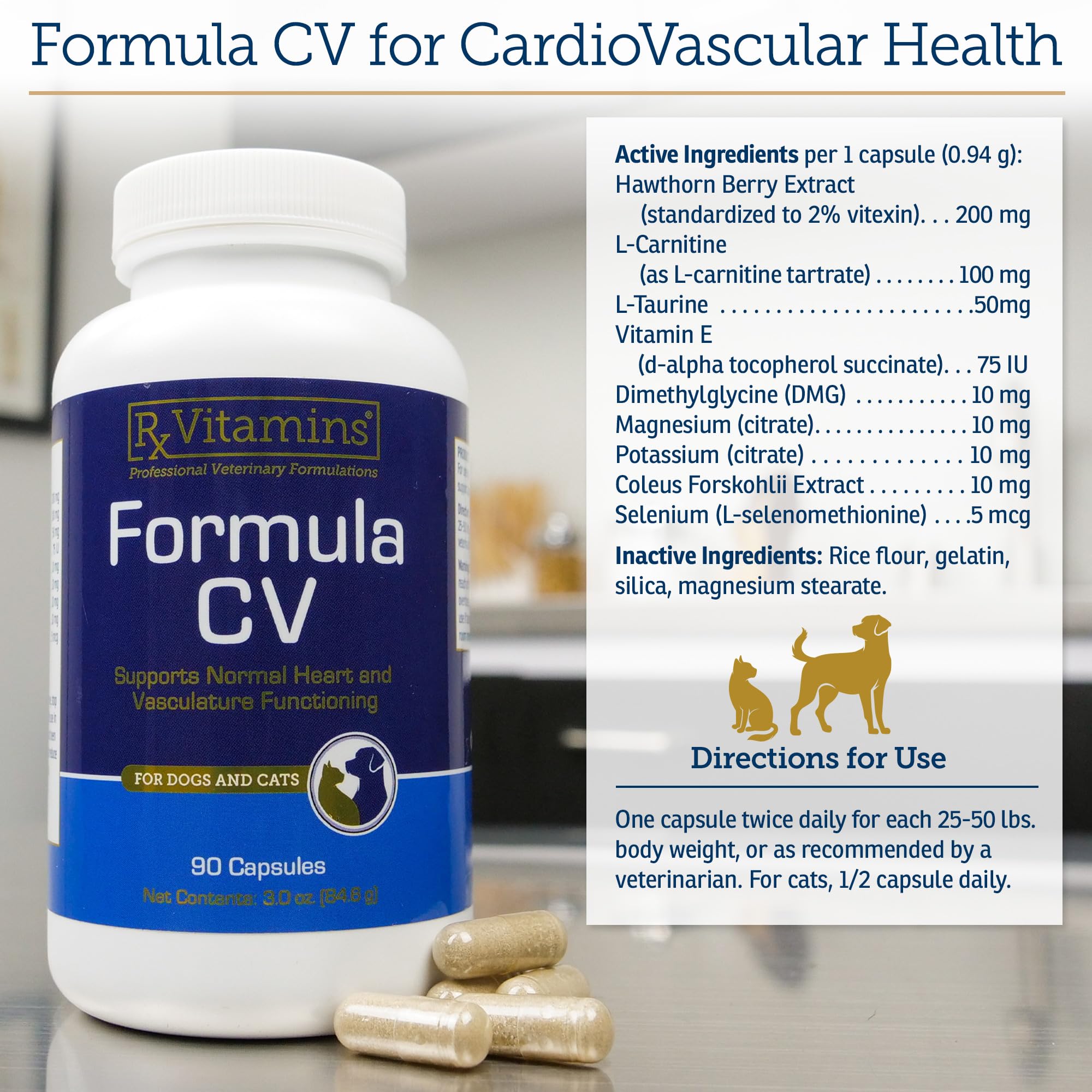 Taurine-support capsule component from Rx Vitamins Formula CV for heart health.