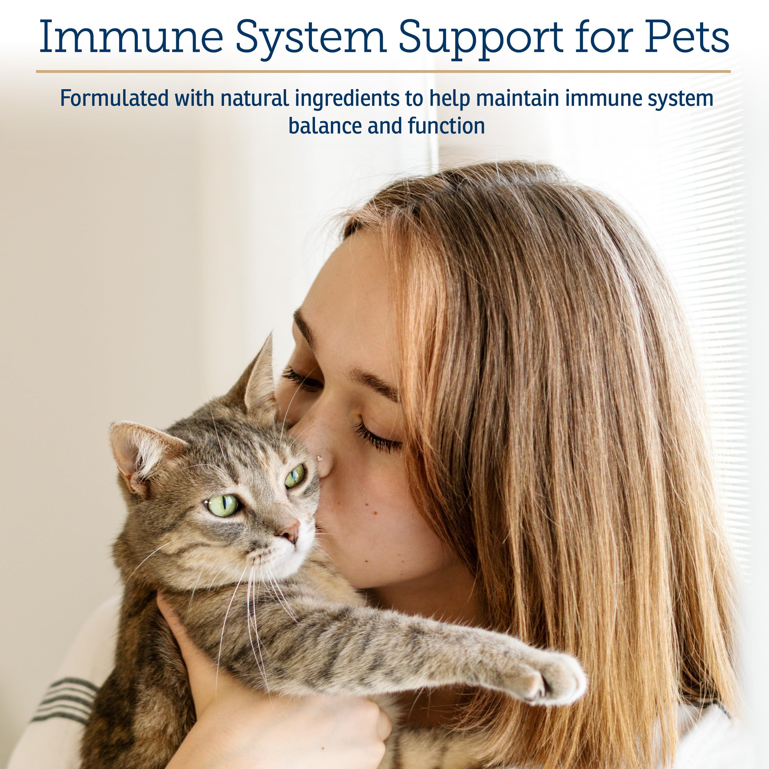 Rx Vitamins Immuno Support capsules closeup for easy daily dosing in dogs and cats.