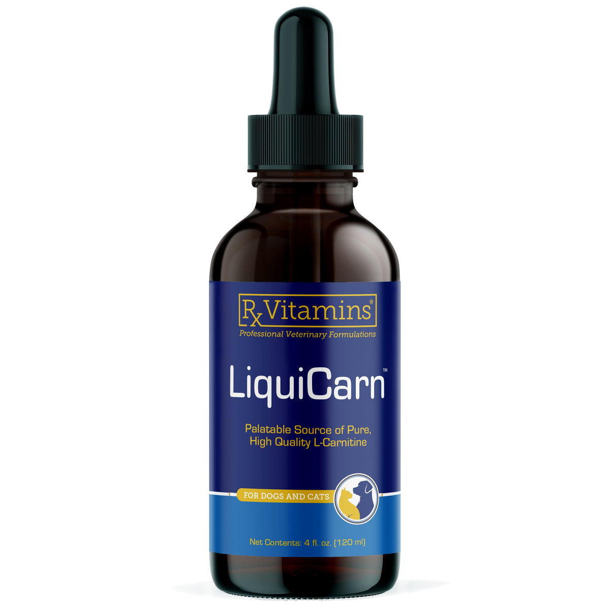 Rx Vitamins LiquiCarn bottle pour shows pure L-Carnitine for energy support.