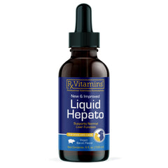 Rx Vitamins Liquid Hepato Support bottle front showing bacon flavor for pet liver health