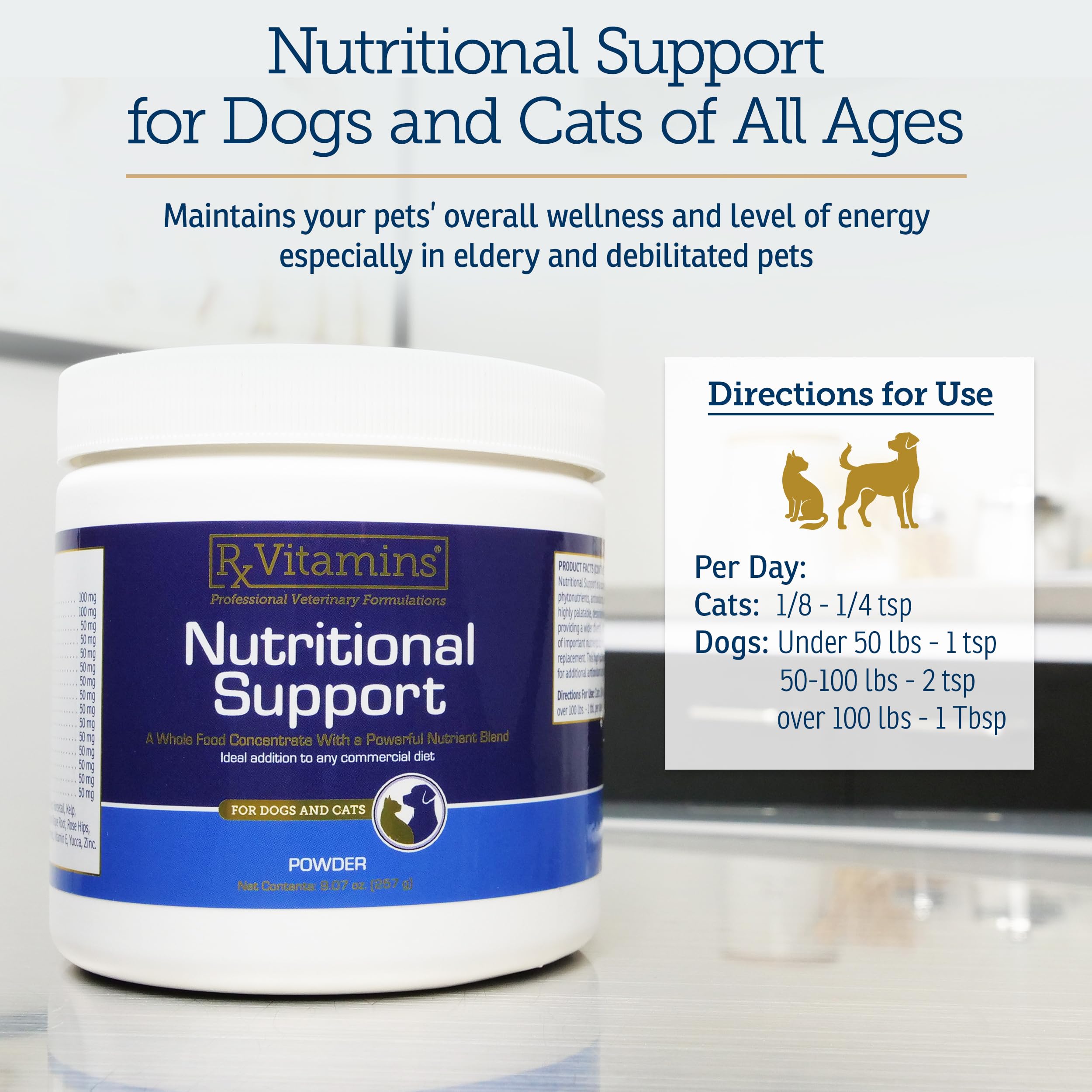 Rx Vitamins Nutritional Support catnip feature encourages playful behavior.