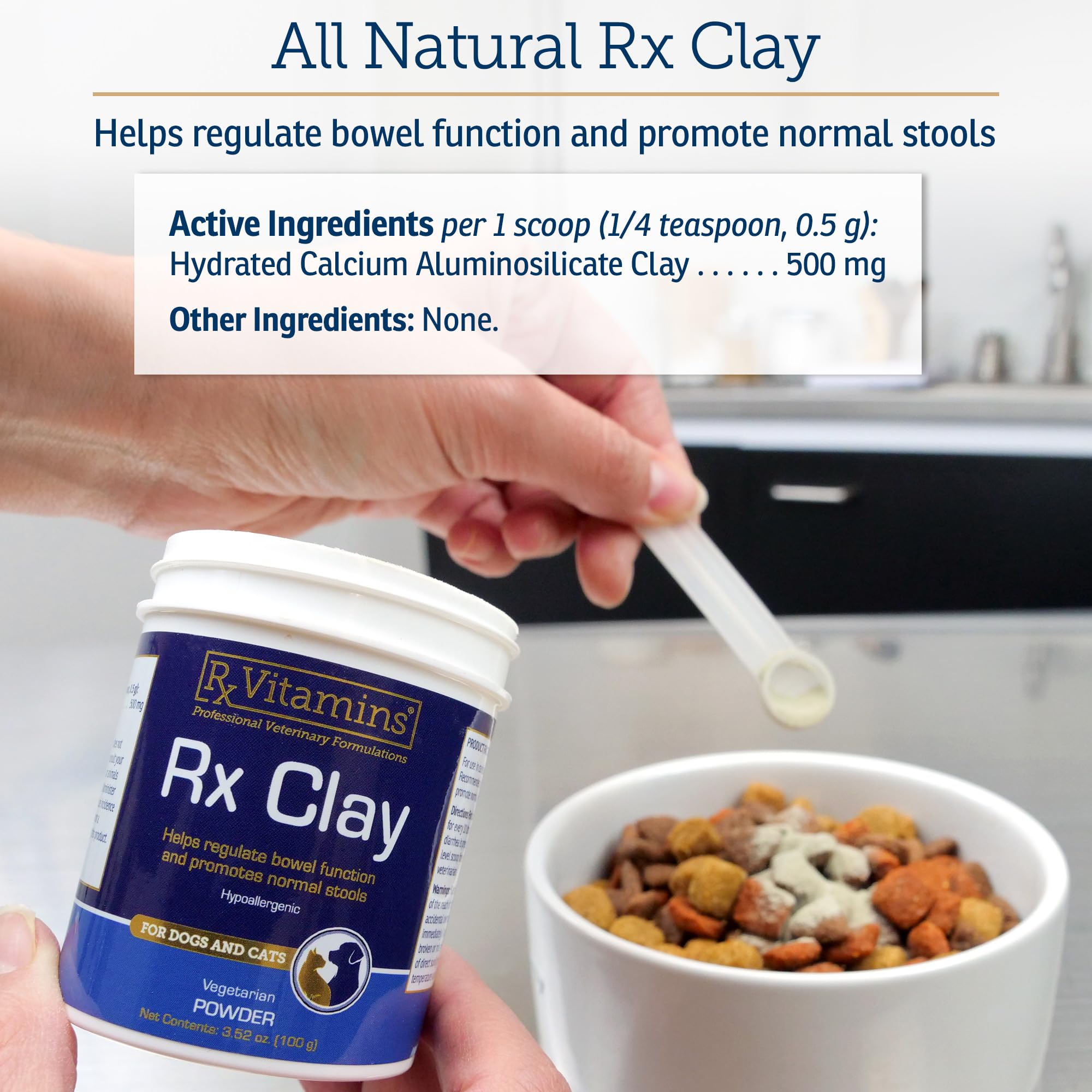 Rx Vitamins infographic-style image showing digestive balance for pets.
