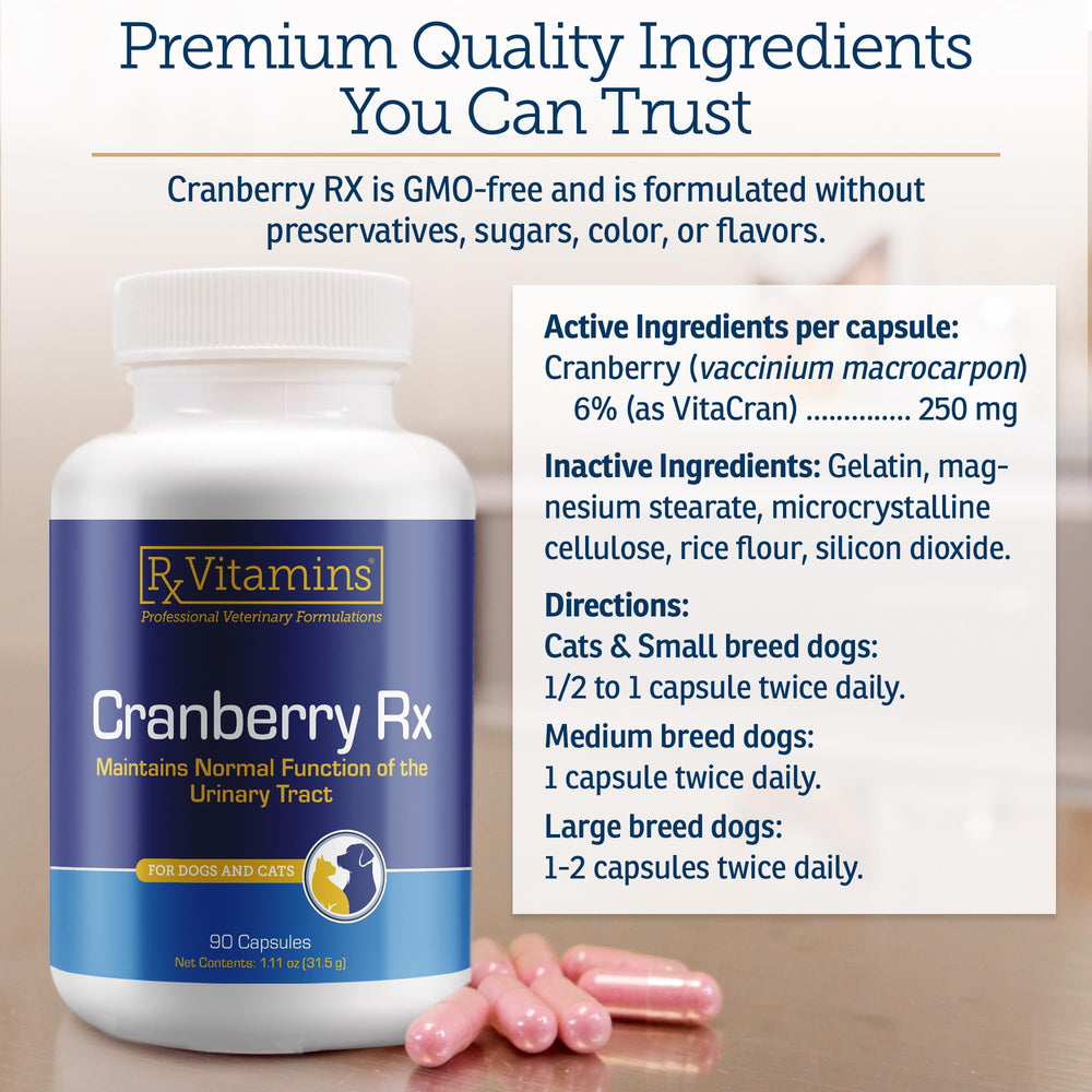 Rx Vitamins veterinarian-formulated blend for targeted urinary tract support.