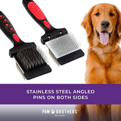 Paw Brothers flexible brush head contours to pet body for gentle grooming
