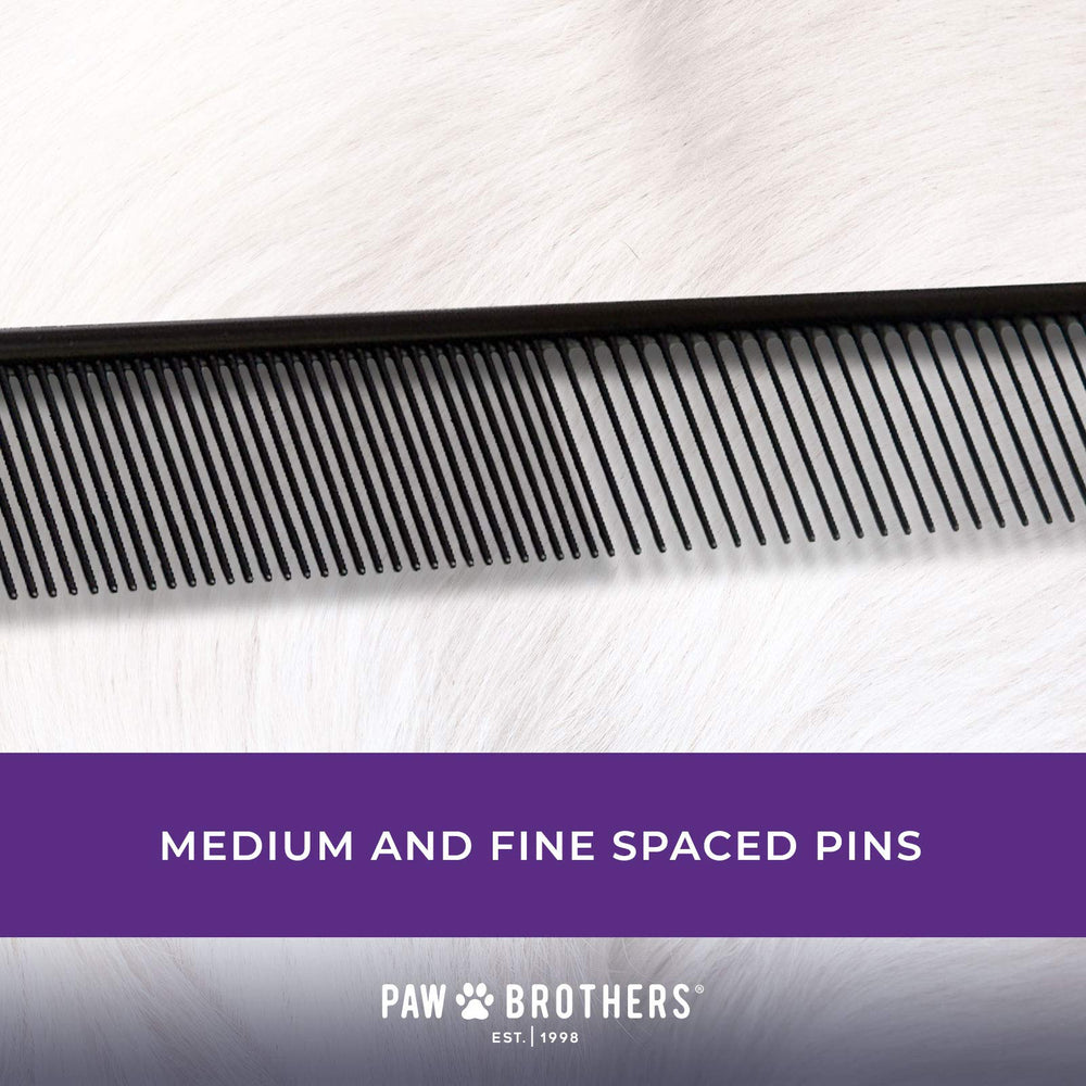 Ryan's Pet Supplies Paw Brothers Greyhound-style Teflon comb close-up teeth for smooth glide