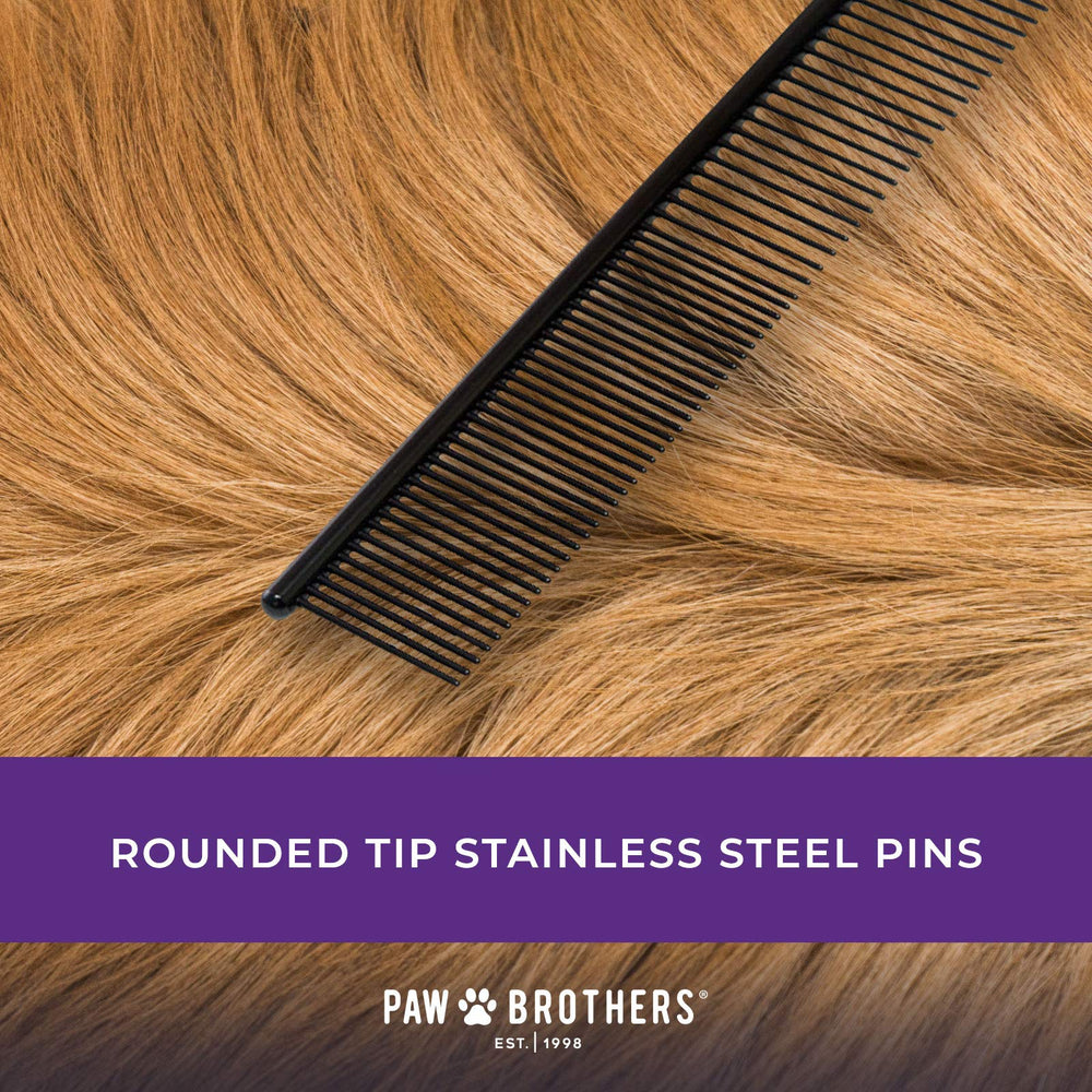 Ryan's Pet Supplies Paw Brothers Greyhound-style Teflon comb ergonomic handle for comfortable grooming