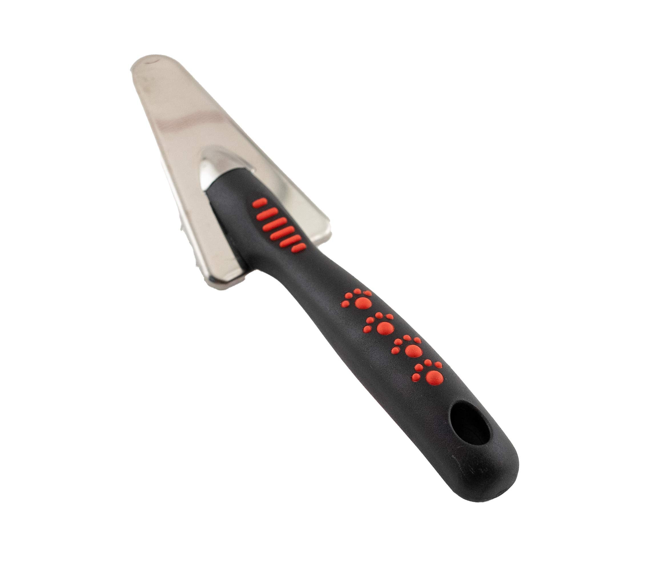 Ryan's Pet Supplies Paw Brothers triangle soft pin slicker brush side view helps brush around sensitive areas