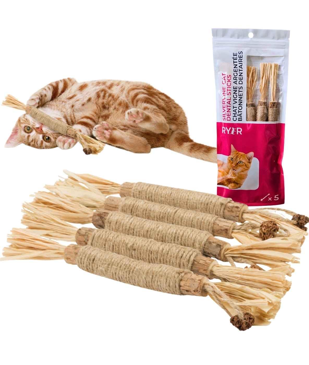 RYERCAT Silvervine Sticks as a natural catnip alternative, enticing aroma.