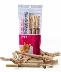RYERCAT Silvervine Sticks pack shown on a surface, highlighting dental benefits.