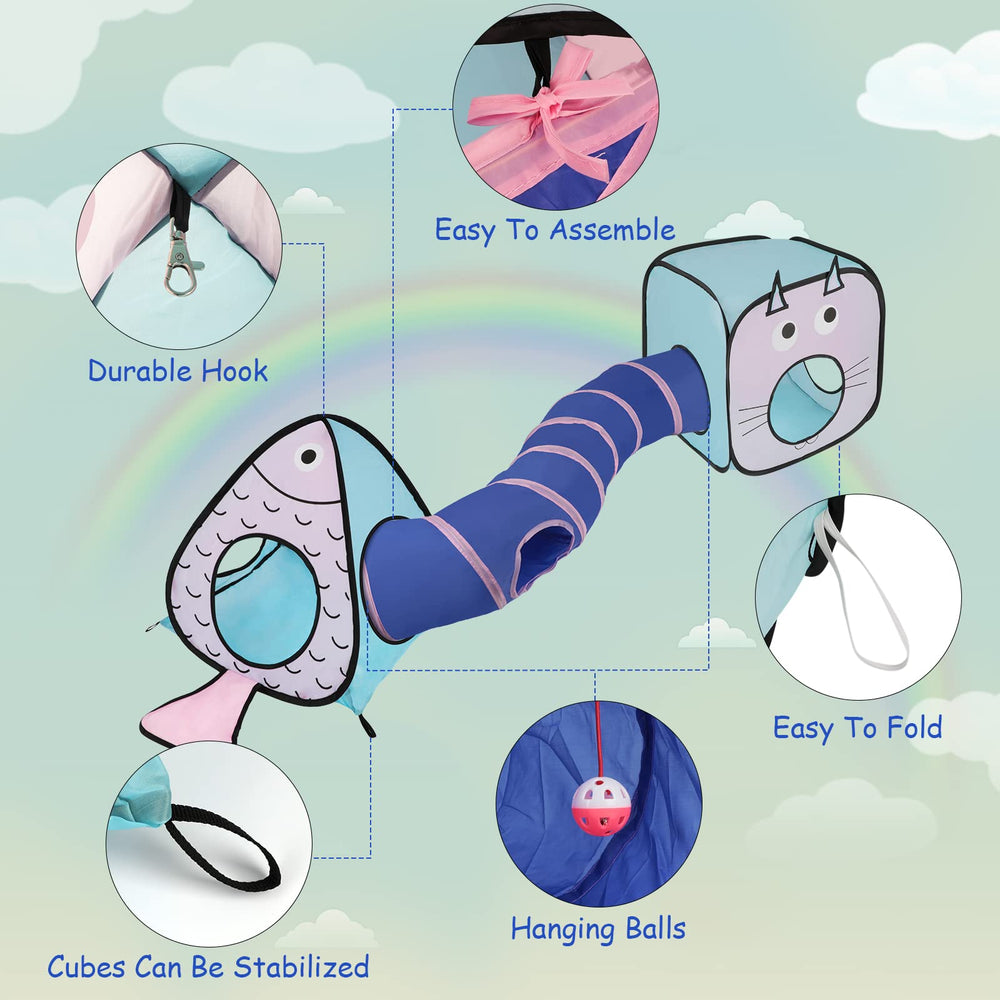 Rypet collapsible cat tunnel folds neatly for easy storage and travel.