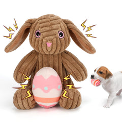 Rypet Easter bunny dog toy with squeaker for interactive play