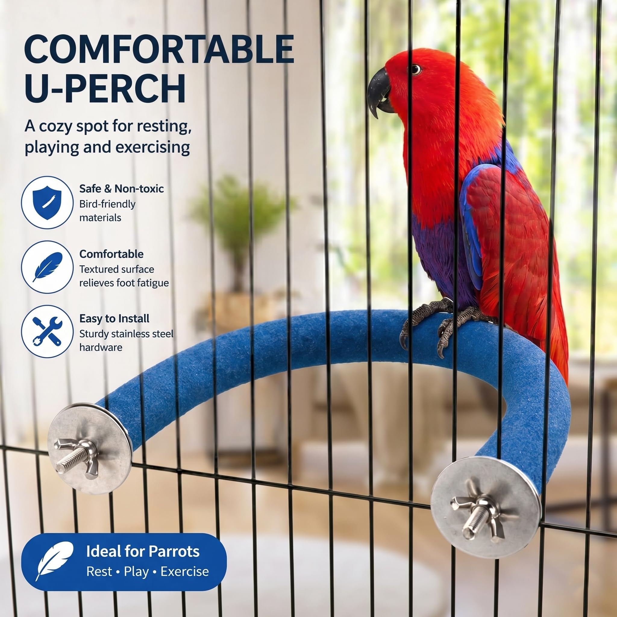 RYPET parrot perch rough-surfaced supports safe beak and nail maintenance through wear