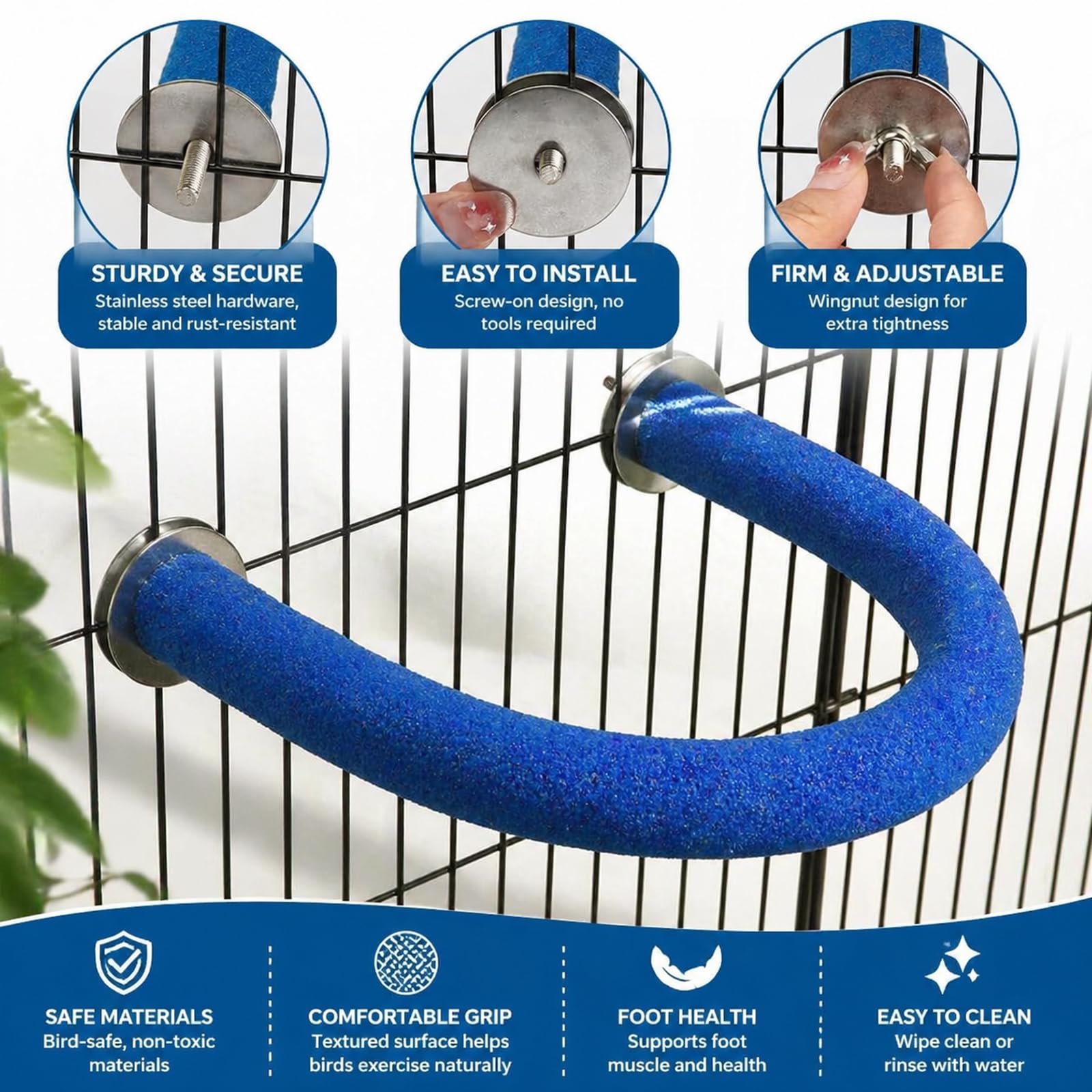 RYPET parrot perch rough-surfaced compatible with macaws conures greys cockatoos amazon parrots