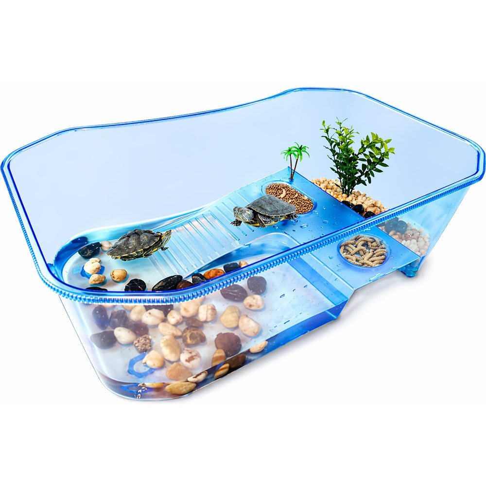 Rypet Turtle Tank built-in platform and ramp for easy basking