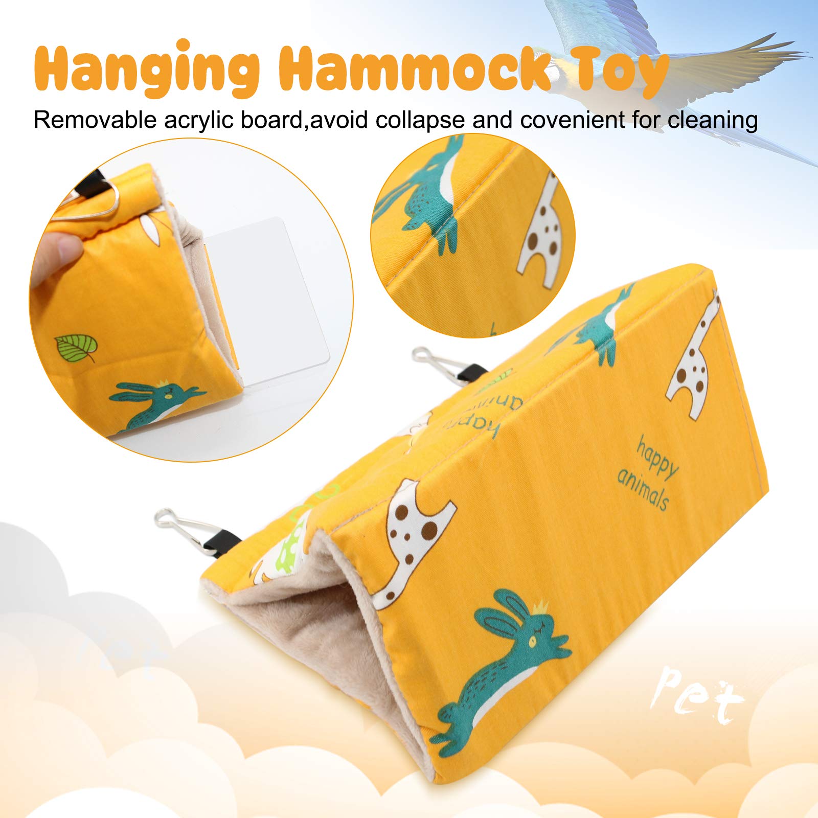 Rypet yellow nest with two top lanyards for easy cage or branch hanging